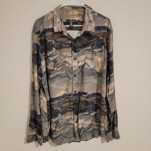Houston White Target Size XXL‎ Mens Button Up Shirt Mountains All Over Print